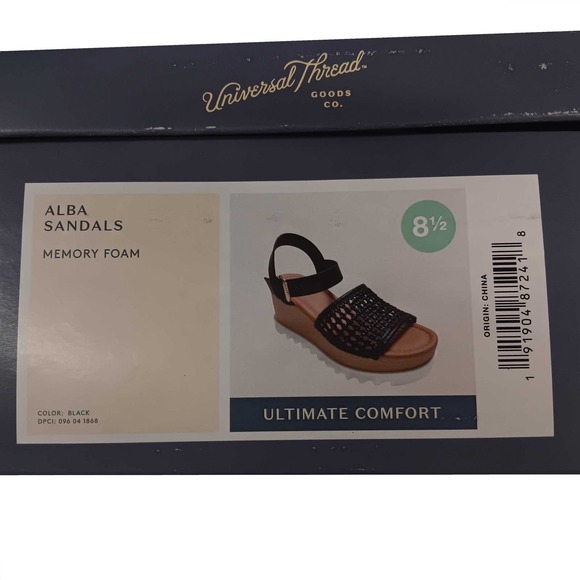 Universal Thread Size 8-1/2 (8.5) Alba Platform Heel Sandal, Black + Free Ship - Picture 2 of 8